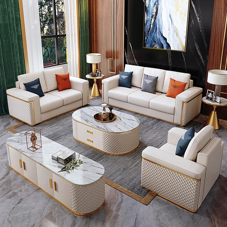 Italian Minimalism Classic Large L/U Shape leather or fabric Sofa For Living Room Furniture Upholstered sofa set make in factory