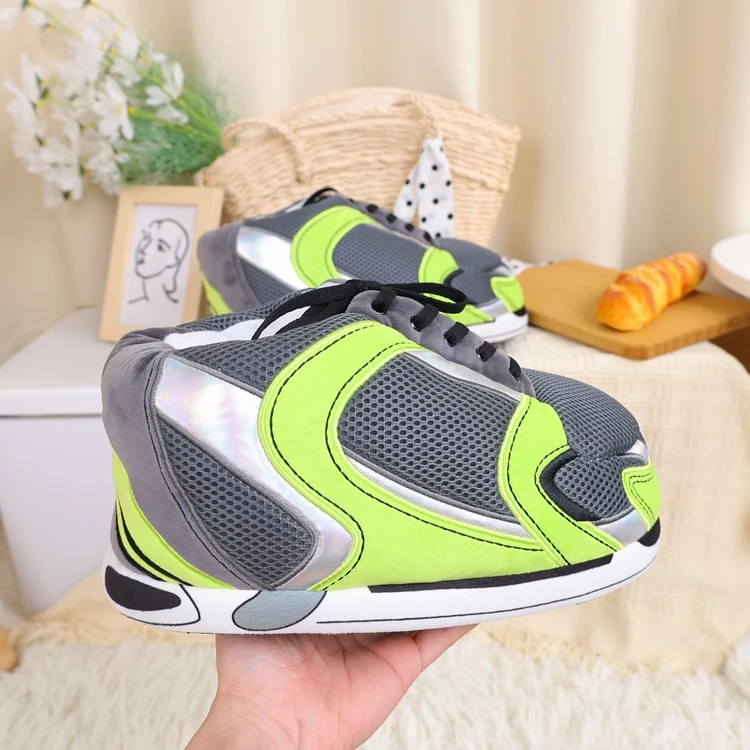 Wholesale custom winter warm super soft plush sneakers slippers house sneaker basketball slippers