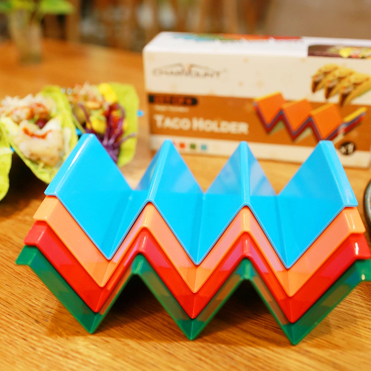 
Food grade plastic taco trays stand Tray dishwasher and microwave oven available taco holder 