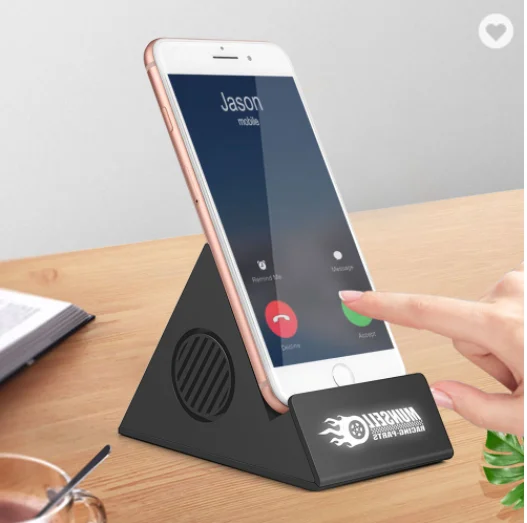JCX/Promotional Led Logo Mobile stand wireless speaker wireless charger