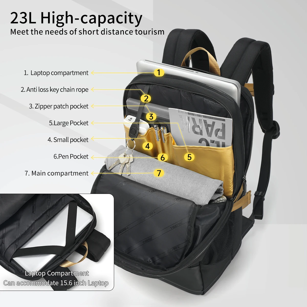 Tigernu T-B9029 black backpack men light Laptop Bags high quality school backpack fashion backpack bag