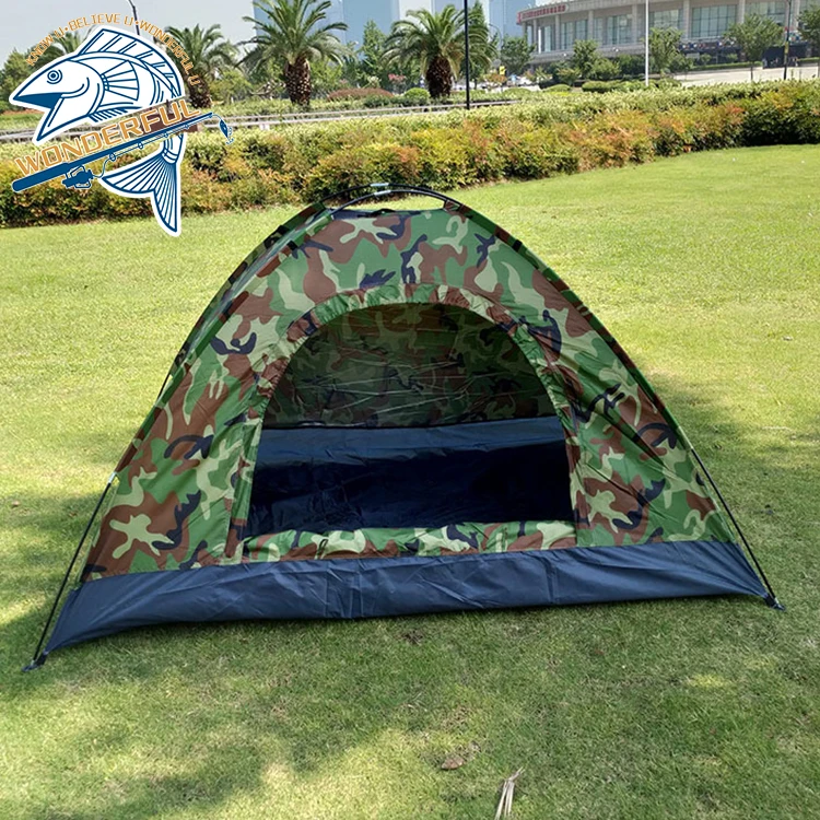 One Person Outdoor Travel Waterproof Single Layer Portable Folding Camouflage Camping Tent