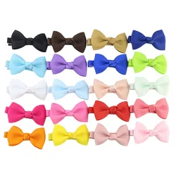 20 pcs 2' Baby Girls Fully Lined Grosgrain Boutique Solid Color Ribbon Mini Hair Bows Clips for Teens Infants Kids Toddlers