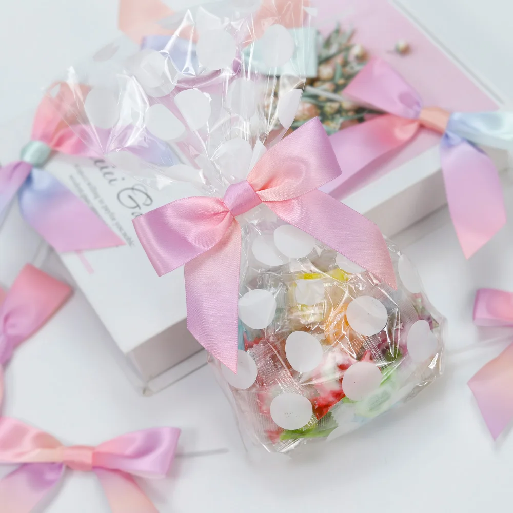 Hot Sale Customized 196 Colors or Rainbow High Quality Twist tie Satin Ribbon Bow Pre-made Gift Ribbon Bow