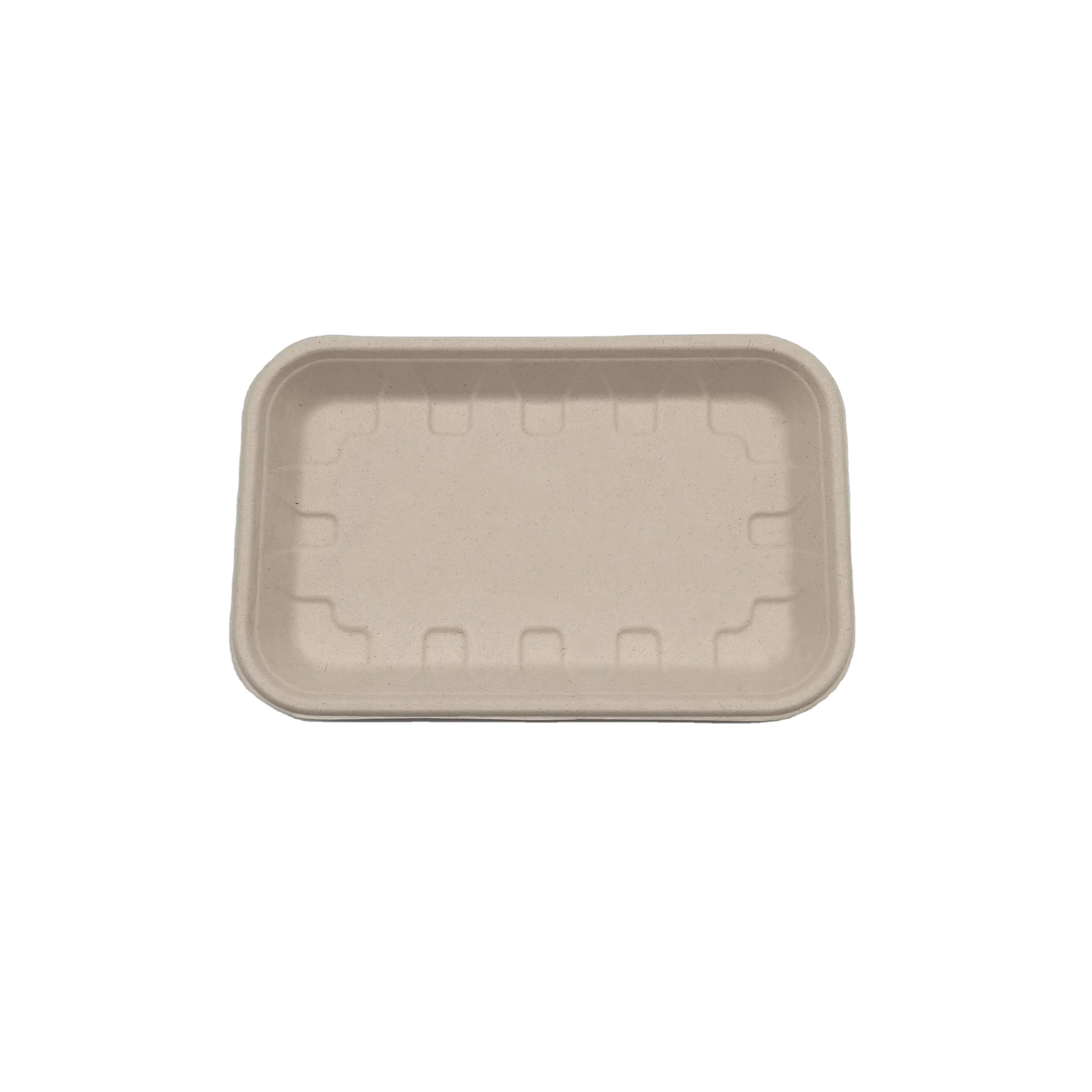 
Biodegradable Sugarcane Pulp Moulded Meat/Fruit/Food Tray Packaging Sushi Pulp Tray 