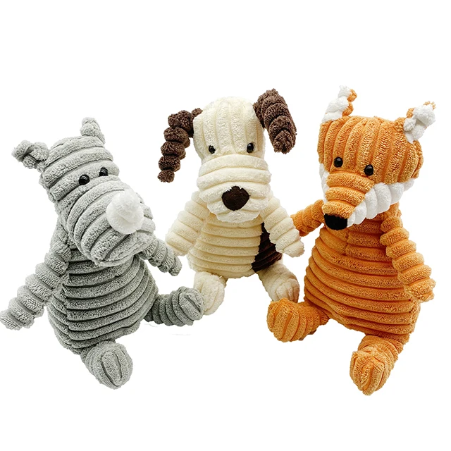 Rarewe Dog Accessories Pet Chew Toys Custom Corduroy Stuffed Animal Plush Toys Puppy Teeth Cleaning Dog Squeak Toys