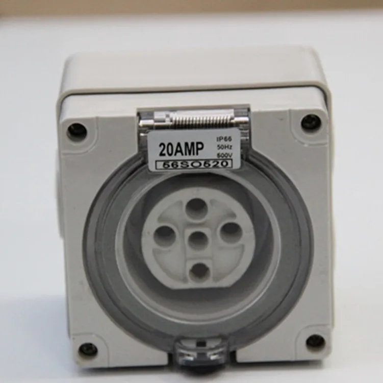 Clipsal 56SO520 Surface Socket Outlet, 5 Round Pin, 20AMP, 50Hz 500V, IP66 Gray