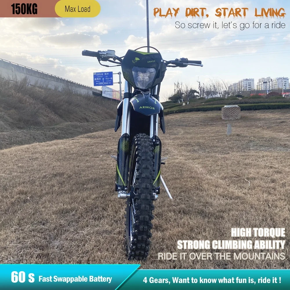 Enduro Ebike New 72V 120km/h Gearless Electric Dirt Bike Brushless Motor Racing Motorcycle with Upgradable Power Motor