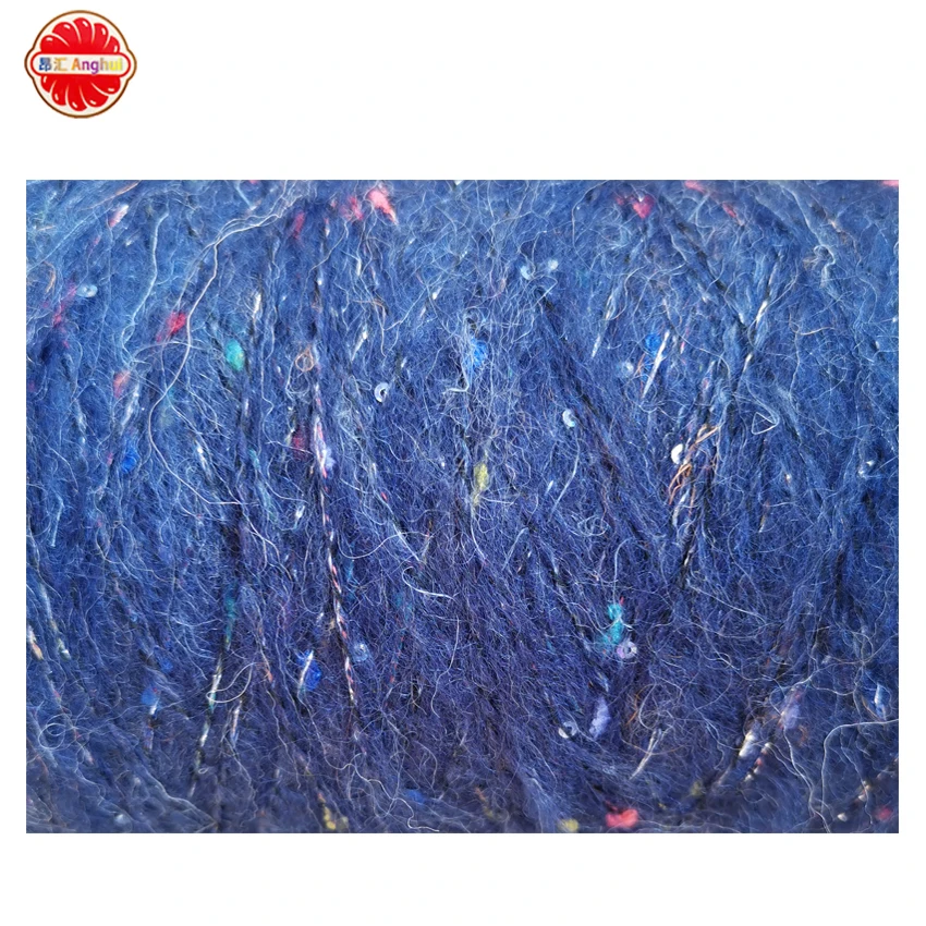 Wool Acrylic Sequin Mohair Fancy Yarn Lurex Metallic Paillette Sparkle Sequin Knot Crochet Thread For Handknitting Sweater