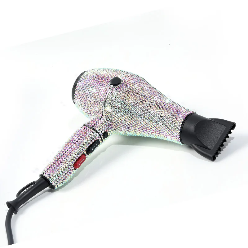 Custom Professional DC Motor Hair Dryer Bling Crystal Hot Blow Dryer