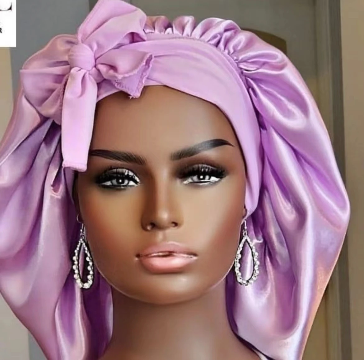 Free Package Long Tie Bonnets Mommy and Me Double Layer Hair Satin Kids Size with Designer Silk Bag for Children