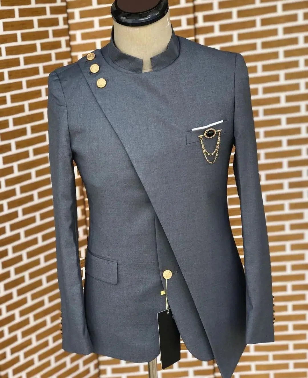 Made to Measure Men Elegant Luxury Indian Designer Groom Wear Indowestern Sherwani Prince Suit