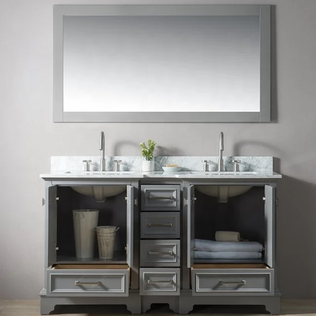 Vietnam Factory Homedee Vietnam vanity wooden panel bathroom cabinet units with mirror