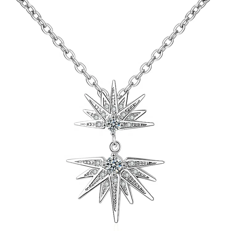 Womens North Star Diamond Silver Necklace Pendant Fashion Sublimation Necklace And Pendant