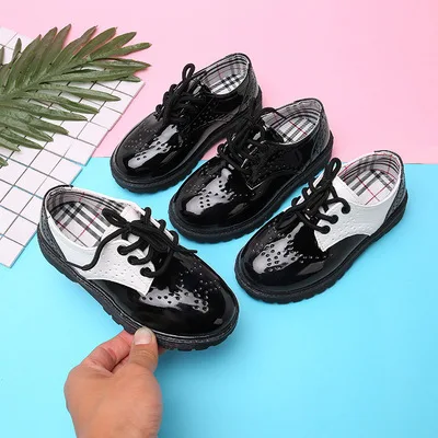 Choushan OEM Sepatu Anak Performance Leather Lace Up British Style For Boys Kids