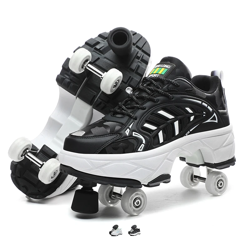 Wholesale Buy Two-row Roller Skates Adults 4 Wheel Quad Heelies Skate Shoes Flashing Roller For Women