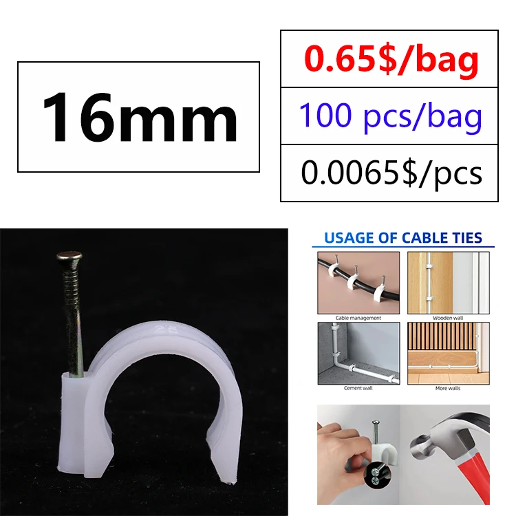 Plastic nylon cable fixing clip holder wire fixed clips