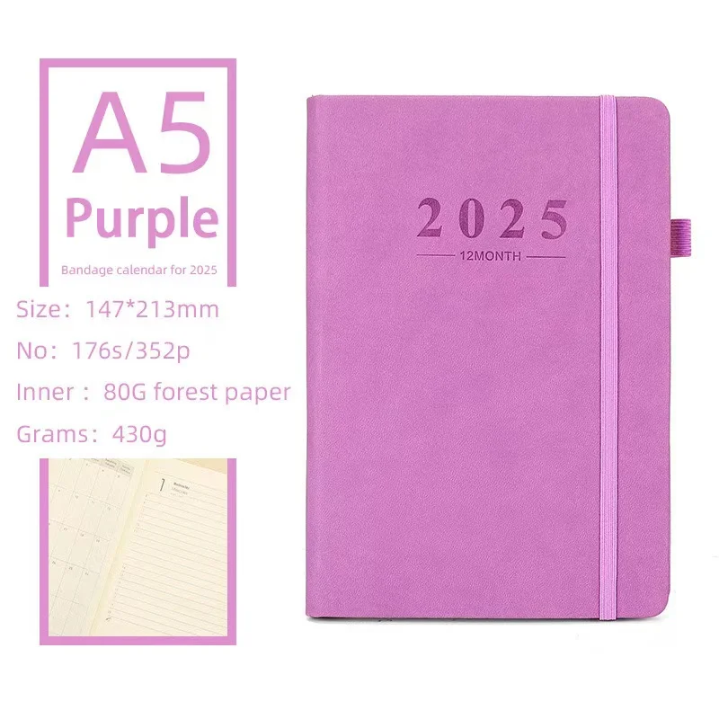 2025 Diary Planner 365 Days Daily Planner Journal A5 Large Project Agenda Organizer Work Notebook for Office Business Notes