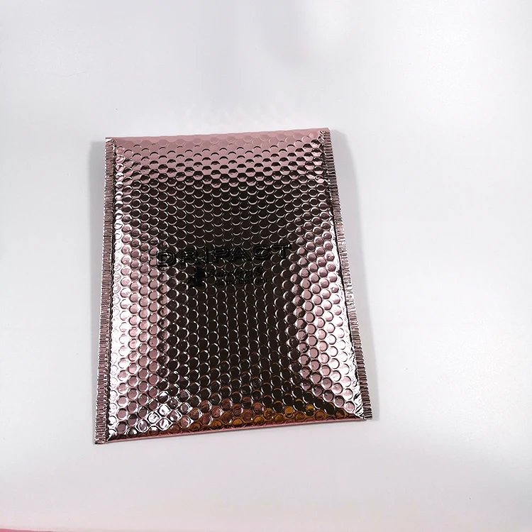Pink Holographic Padded Envelopes Foil Shipping Bubble Mail Bag Poly Mailer Bags Metallic Bubble Mailer Custom Logo Envelope
