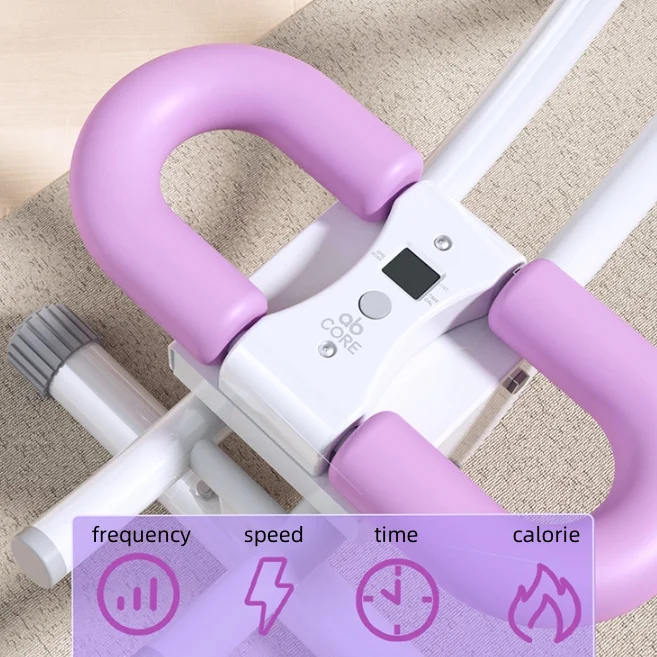 Abdominal Machine Foldable  Ab Workout Equipment Adjustable for Home Gym Core Strengthening with LCD Monitor