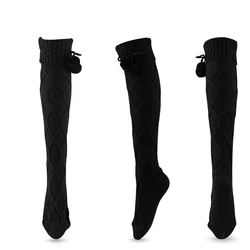 Custom Wholesale Bulk Girls Fall Woolen Knitted Stockings Autumn Winter Thick Extra Long White Black Slouch Socks For Women