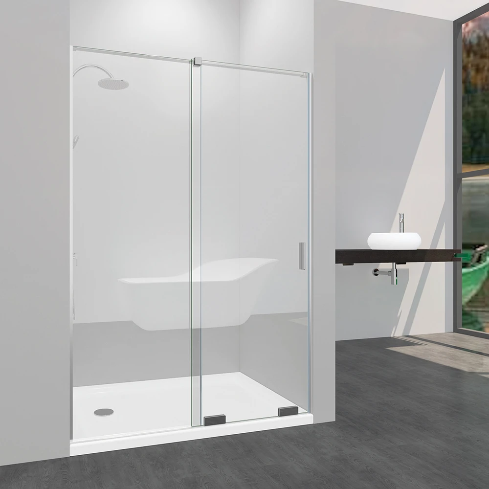 Semi-Framed Classic Simple Aluminium Single Sliding Glass Shower Enclosure Door Cabin Cabinet