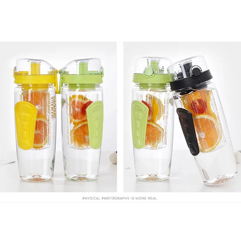 Fruit Infuser Water Bottle (32oz) Best BPA-Free Fruit Infusion Sports Bottle - Flip Top Lid w Drinking Spout, Leak Proof, Made o