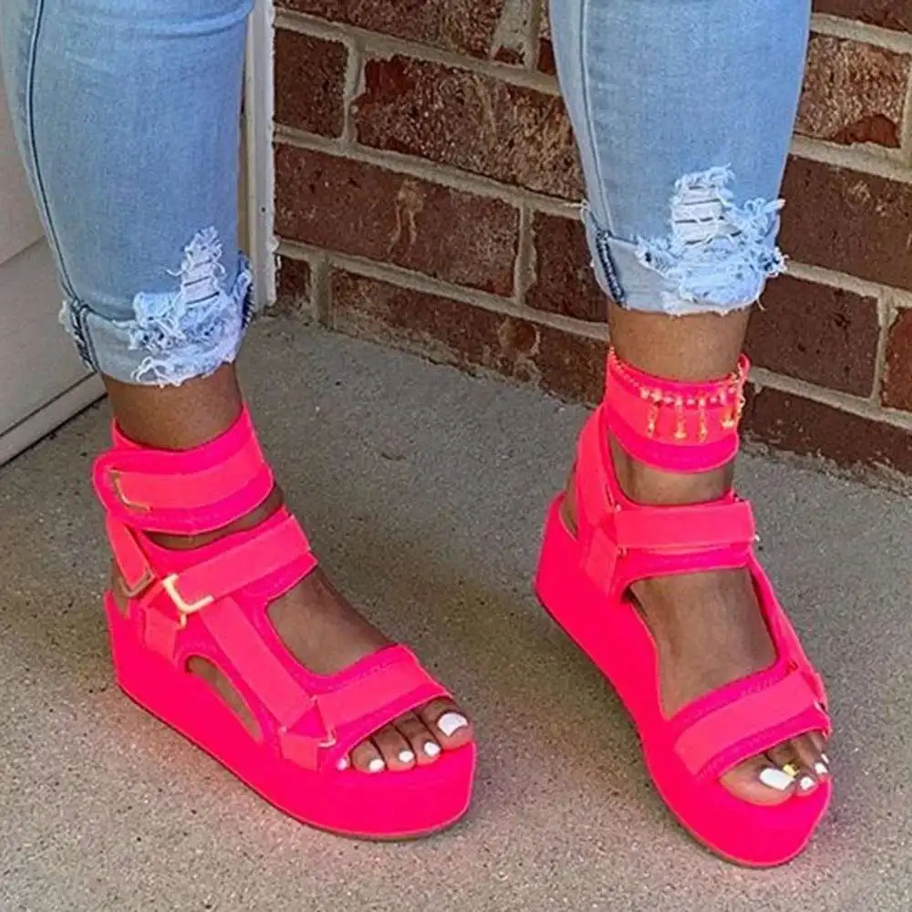 
2021 Summer Women Platform Sandals High Heels Ladies Casual Chunky Heel Gladiator High Top Wedge sandals 