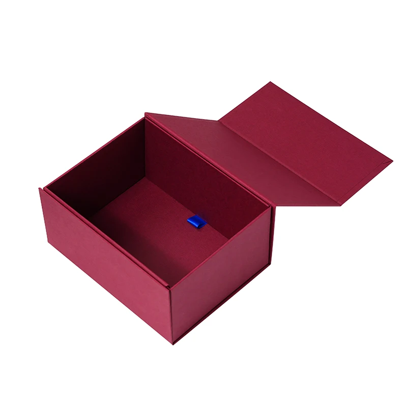 High End Luxury Red Book Shaped Rigid Cardboard Foldable Gift Box Custom Print Paper Clamshell Magnetic Closure Gift Box