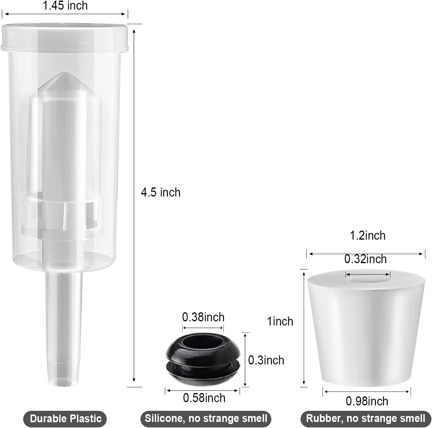 3-Piece Airlock Fermentation Airlock Kit with Mason Jar Grommet & Carboy Jug Bottle Bucket #6 Drilled Silicone Stopper, Home Br