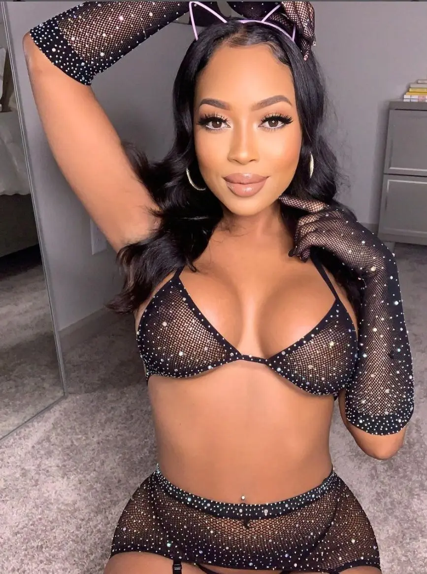 YILIMI Rhinestone Stockings Sheer Fishnet Mesh Bodystocking Transparent Women Black Sexy Lingerie and Gloves