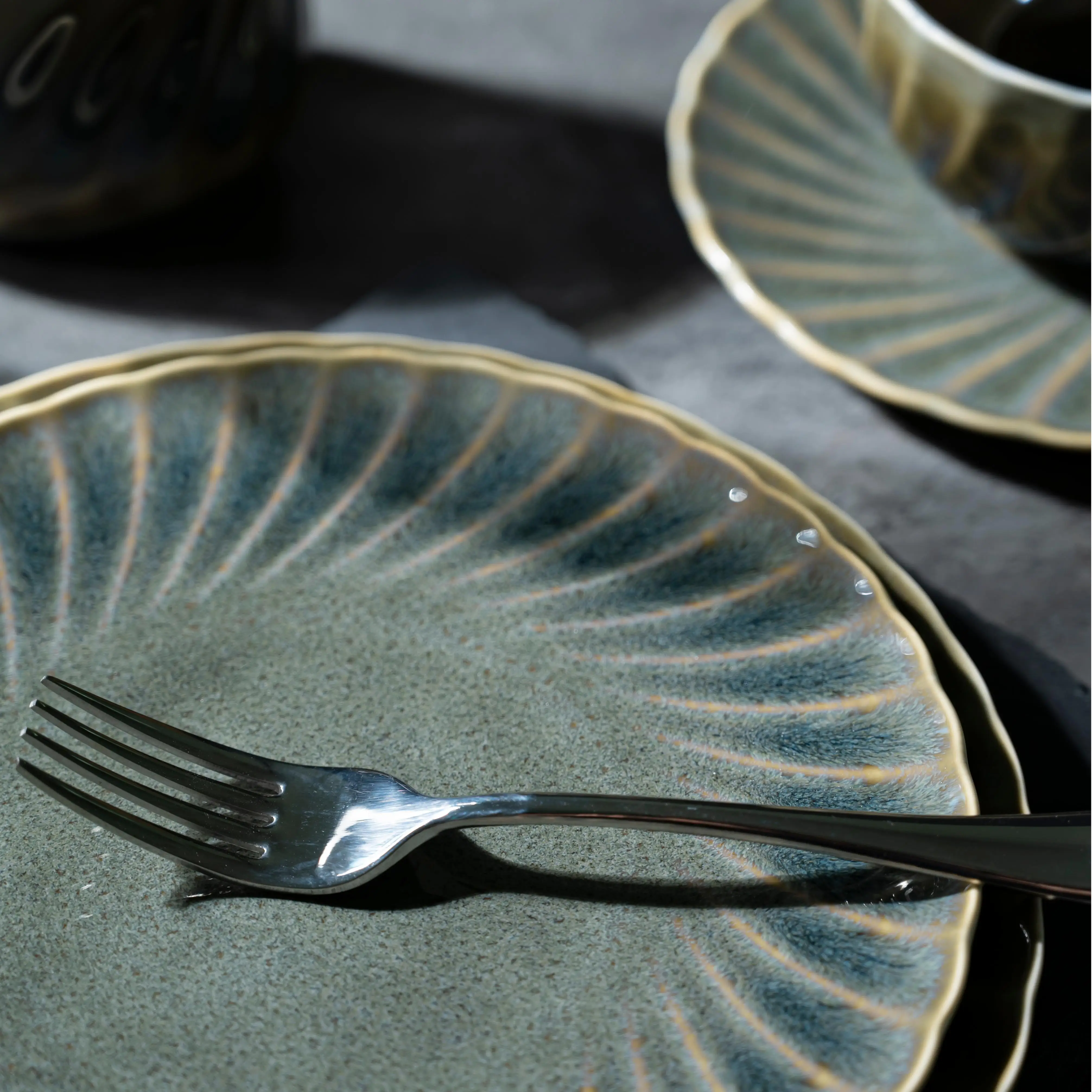 PITO Vintage Porcelain Ceramic Reactive Glaze Dinnerware Plates Dish Bone China Reactive Glaze Ceramic Plates