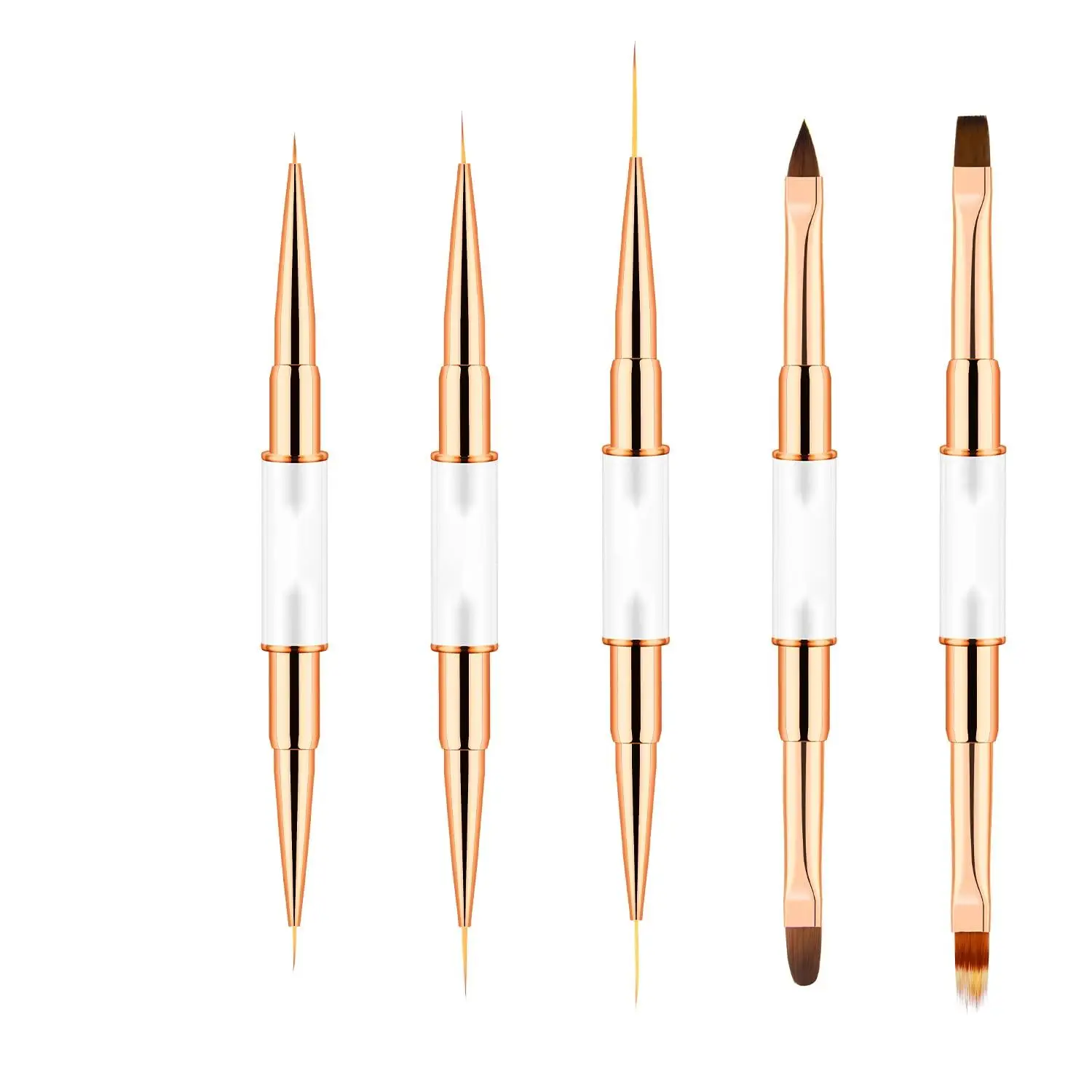 Double-Ended Acrylic Nail Art Brushes Set  Nail Liner Brush 3D Nail Art Home DIY Manicure