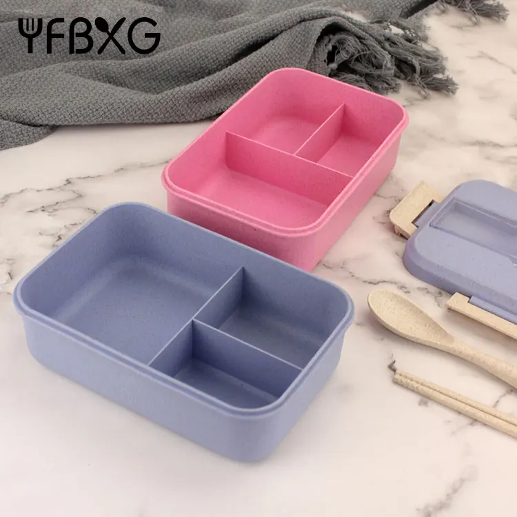 Еды в наличии натуральная биоразлагаемая пшеничная волоконная солома Ланч-бокс bento герметичный для детей