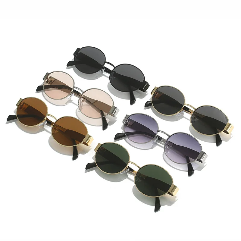 DL GLASSES 2024 Hot Trendy Glasses Men Women Oval Eyewear Pink Lens Lunettes Small Metal Frame Fashion Sunglasses Custom