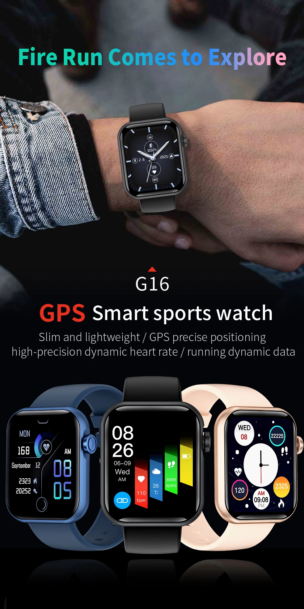 2022 Newest G16 AGPS High-precision Assisted Positioning GPS Beidou Smart Watch Dynamic Heart Rate Sports Smart Watches