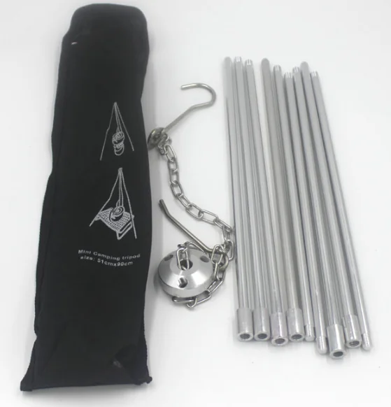 2022 High Quality Heavy Duty Tripod Stool Stainless Steel material Telescopic Outdoor Camping fire Pot Holder Hanging Bracket