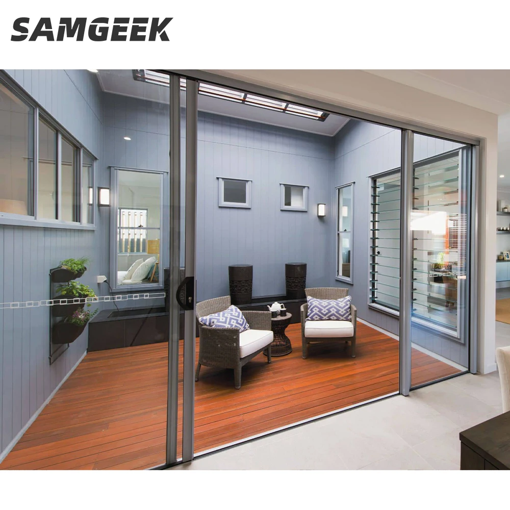 6.38mm/10.38mm Aluminium Laminated Glass Sliding Door Australia Standard with Push and Pull Opening Method