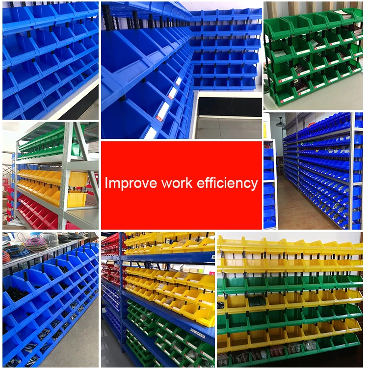 Stackable plastic spare parts storage warehouse work parts shelving for bin