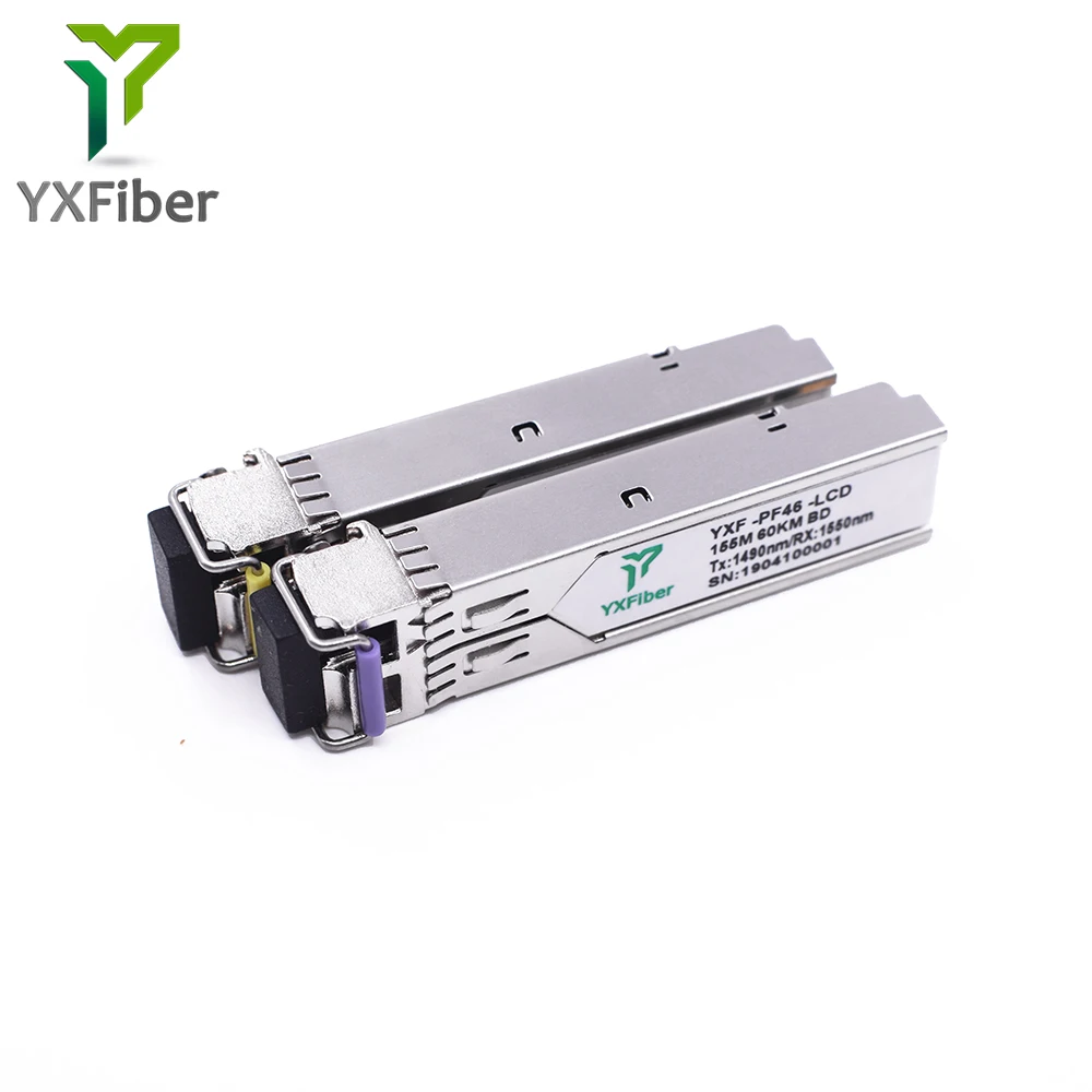 YXFiber низкая цена 155 м LC два ядра один волокно 60 км SFP трансивер модуль duplexer