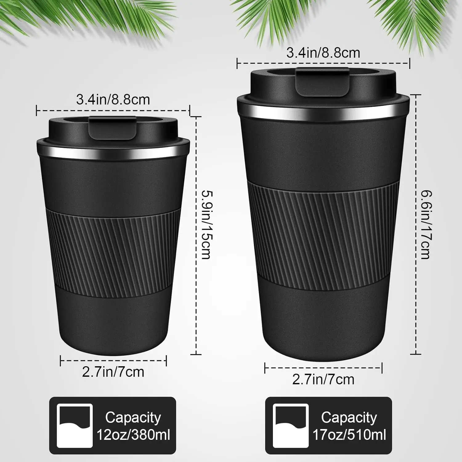 Custom Thermal Coffee Tumbler 12oz Stainless Steel Reusable Vacuum Insulated Travel 17oz Coffee Mug With Leakproof Lid