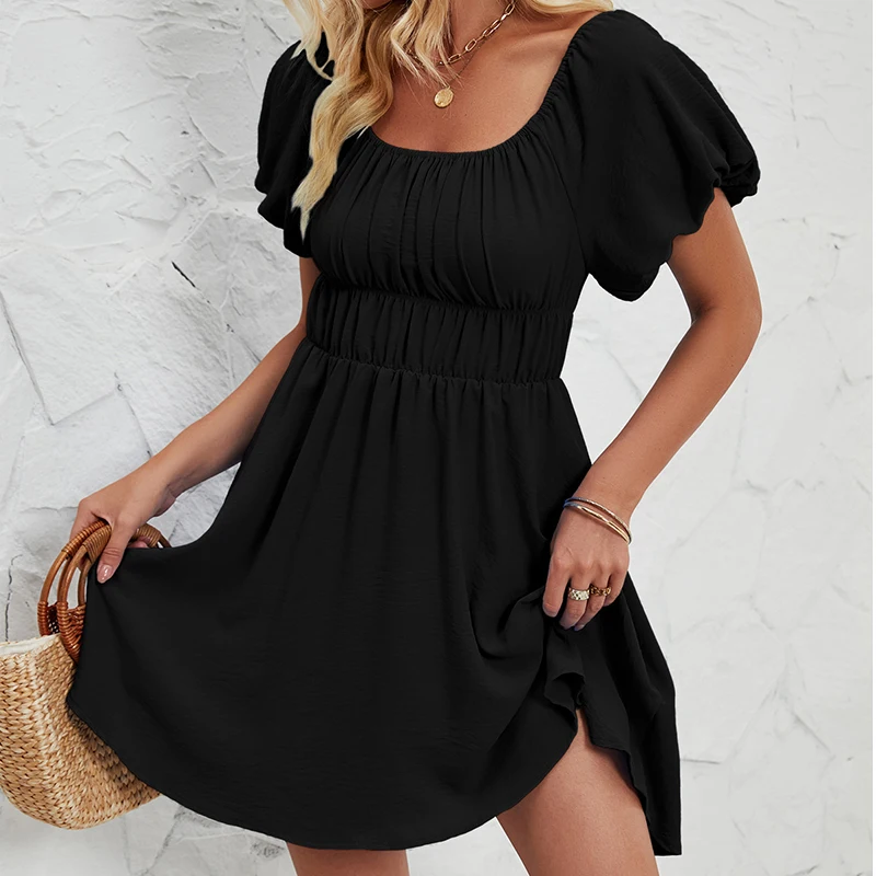 2024 Summer Clothing Women Casual Dress Ladies Polyester Women Dresses Off Shoulder Top Cute Dress For Girls