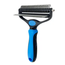 Garfield stainless steel pet hair 2 in 1 cat dog rake deshedding dematting brush comb grooming tools