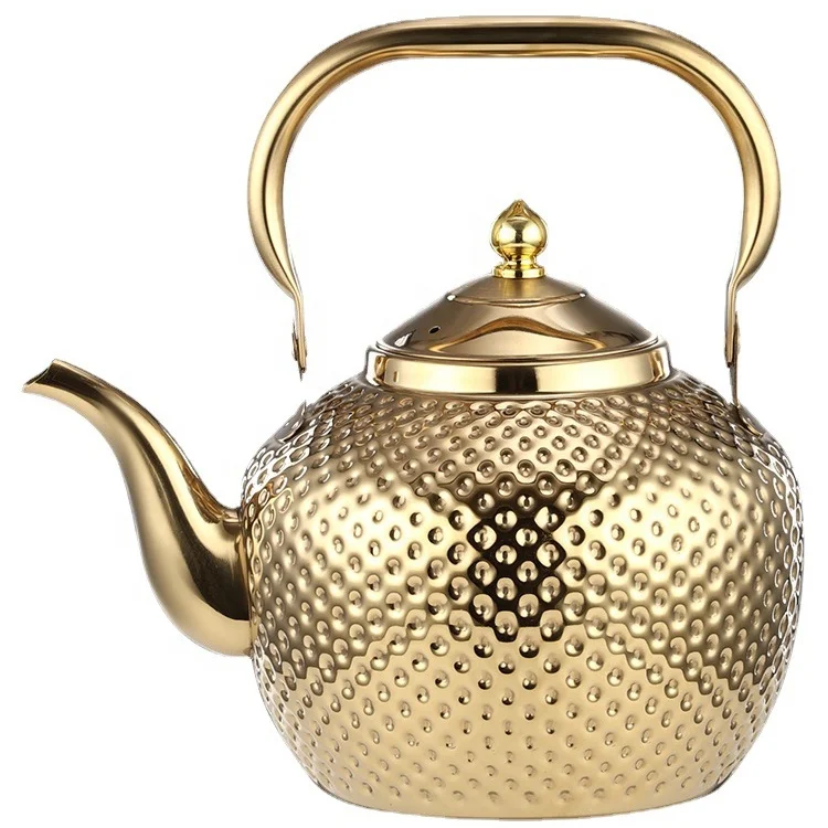 Middle East Gold Silver Spherical Handle Arabic dallah Stainless Steel 1.2/1.5/2.0L Coffee Pot induction Cooker Teapot