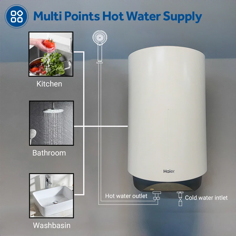 Fashion Attractive New Design Household 30 50 80 Liter Digital Display Wall Enamel Smart Wifi Tank Storage Electric Water Heater