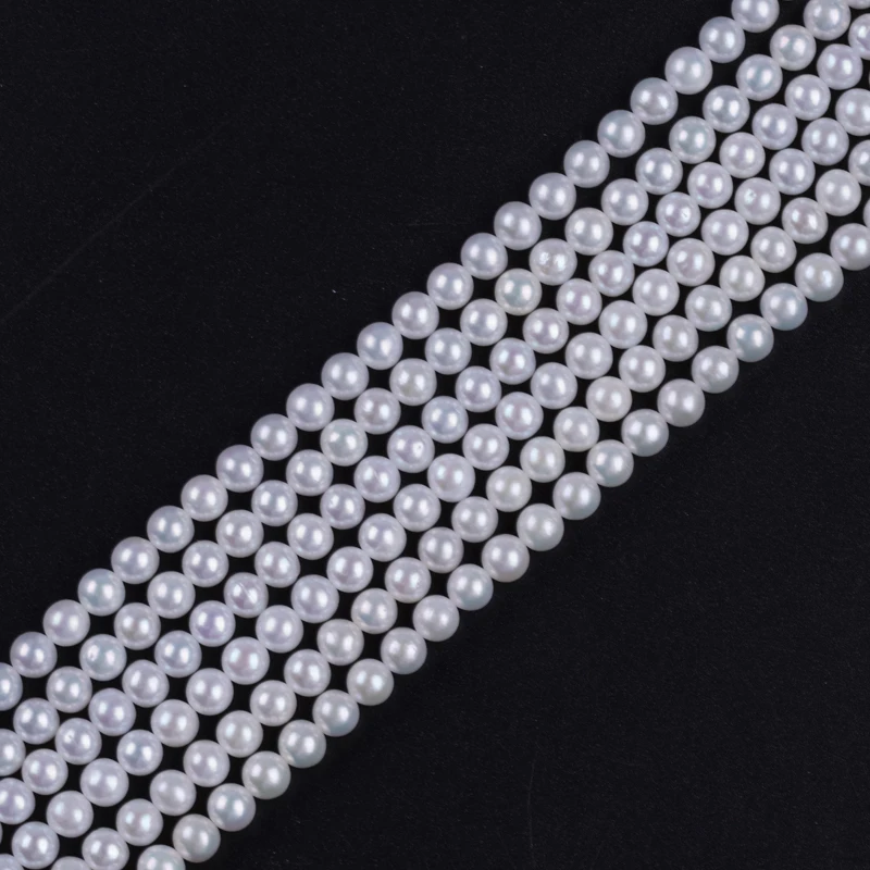 5-6mm AAA Natural White Loose Real Fresh Water Round Pearl Beads Strand for jewelry making