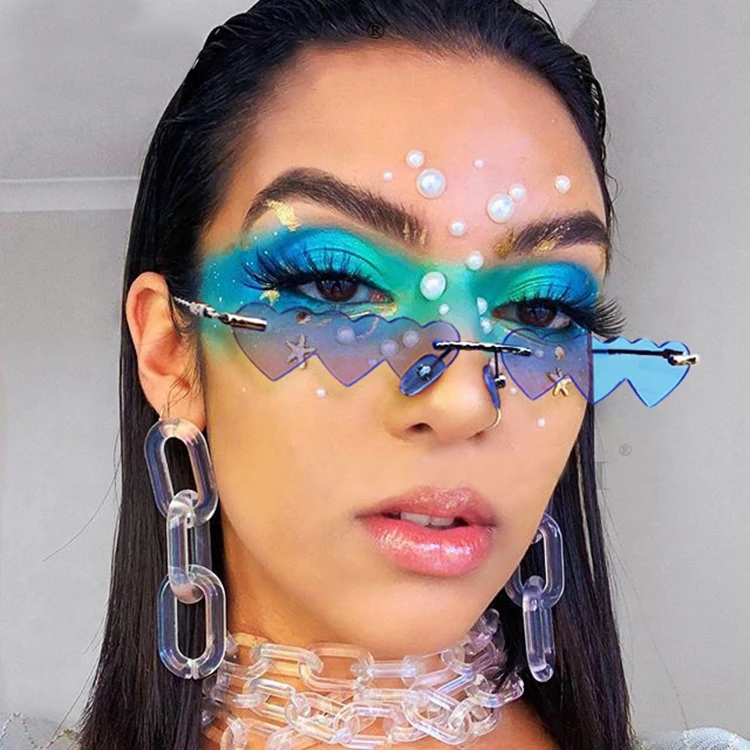 
Tide One Piece Lenses Transparent Color Sunglasses Trendy Ladies Designer 2020 Rimless Sun Glasses 