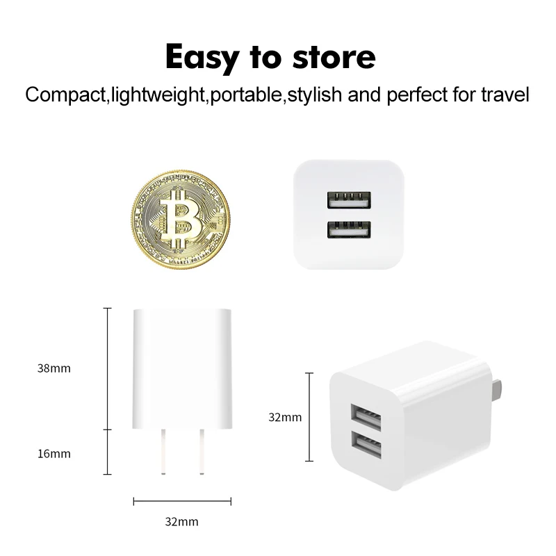 ETL Certified 5V 2.4A USB Wall charger Fast charging Home cube 2 USB travel home charger