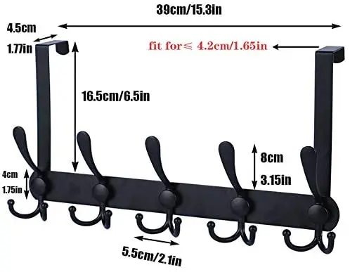 Sondoly Over The Door Hook Hanger - 6 Hooks Over Door Coat Rack for Hanging Clothes Hat Towel
