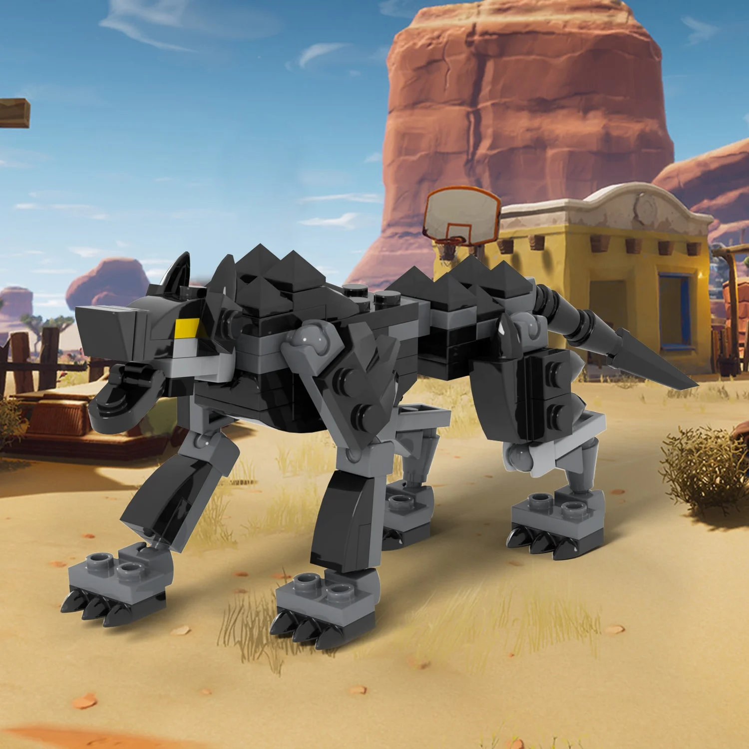 90Pcs MOC1439 Wolf Bricks PvP Competitive Shooting Game Character Assembles Particles Model Plastic Building Blocks Kids Toys